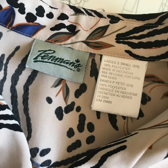 Vintage Floral and Zebra Print Blouse - Black, Blue, Cream - Picture 4 of 5